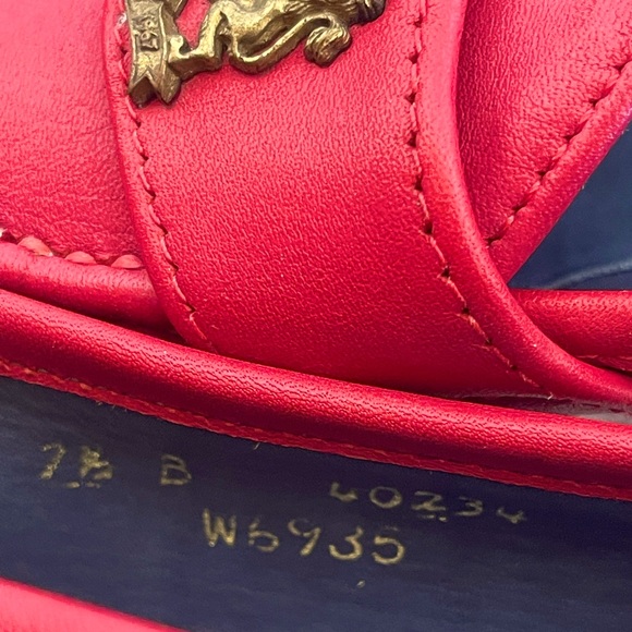 RALPH LAUREN Vtg 80s Red Leather Loafers Crest Bench Made Maine USA 7.5 NEW RARE - Picture 8 of 14